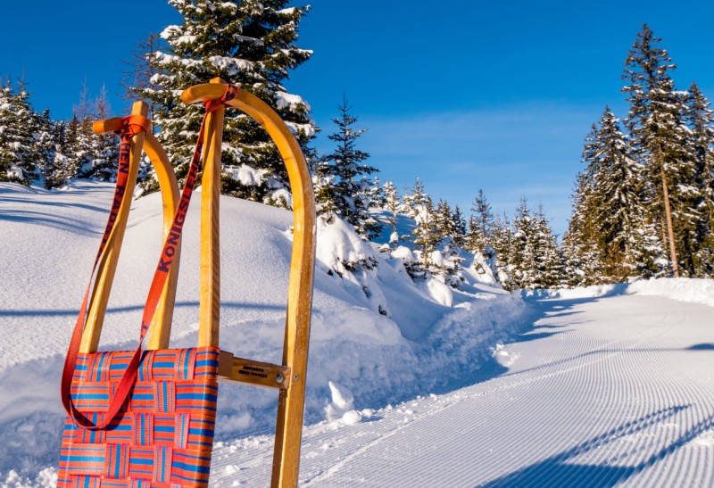 Rodeln ab Haus auf der Skihütte My Sportalm im Skigebiet Radstadt-Altenmarkt im Skiverbund Ski amadé 