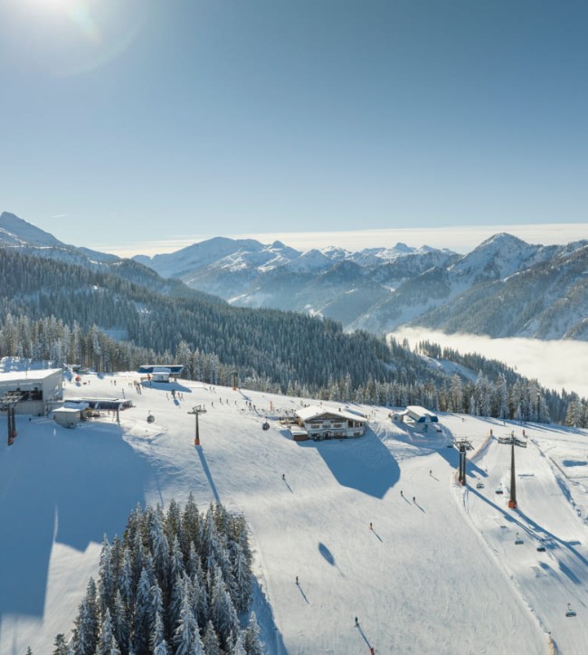 Winteransicht der Skih&uuml;tte My Sportalm im Skigebiet Radstadt-Altenmarkt im Skiverbund Ski amad&eacute;  